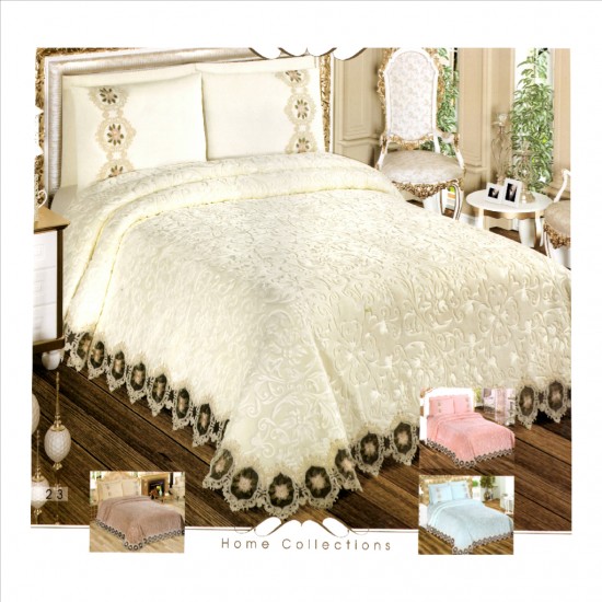 Κουβέρτα Νυφική Σετ 6 τεμαχίων 240x260 Oxford Ecru
