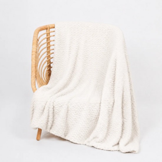 Κουβέρτα Fleece ZigZag Μονή 160x220 cm Εκρού Κουβέρτα Fleece ZigZag Μονή 160x220 cm Εκρού