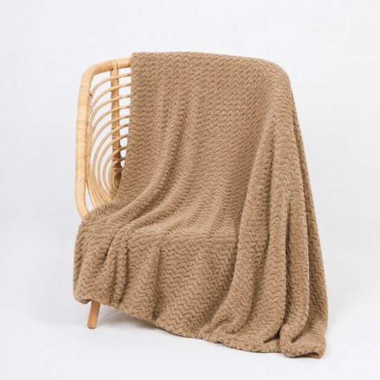 Κουβέρτα Fleece ZigZag Μονή 160x220 cm Καφέ Κουβέρτα Fleece ZigZag Μονή 160x220 cm Καφέ