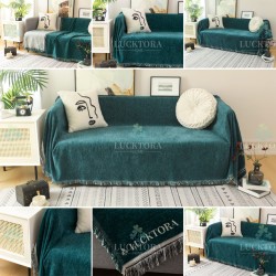 Ριχτάρι Τριθέσιου Καναπέ 180x280cm Chenille Με Κρόσια Πράσινο Ριχτάρι Τριθέσιου Καναπέ 180x280cm Chenille Με Κρόσια Πράσινο