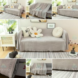 Ριχτάρι Τριθέσιου Καναπέ 180x280cm Chenille Με Κρόσια Μπεζ Ριχτάρι Τριθέσιου Καναπέ 180x280cm Chenille Με Κρόσια Μπεζ
