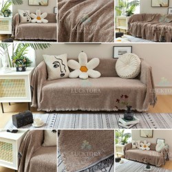 Ριχτάρι Τριθέσιου Καναπέ 180x280cm Chenille Με Κρόσια Μόκα Ριχτάρι Τριθέσιου Καναπέ 180x280cm Chenille Με Κρόσια Μόκα