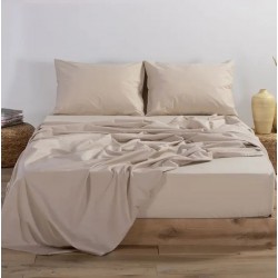 Σεντόνι Μεμονωμένο Υπέρδιπλο Με Λάστιχο Polycotton 180 X 200+30 Mπεζ 1