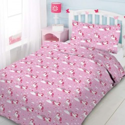 Σετ Πάπλωμα Παιδικό Μονό 160Χ240cm 100%Βαμβάκι Pink Unicorn
