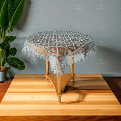 Καρέ (90x90)cm Με Κέντημα C-3 Γκρι