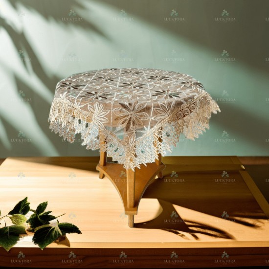 Καρέ (90x90) cm Με Κέντημα  C-1 Μπεζ