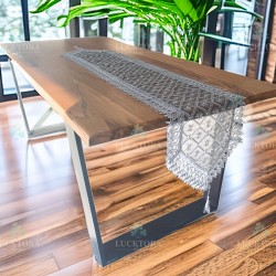 Τραβέρσα  40x180 cm Με Κέντημα C-3 Γκρι