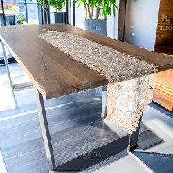 Τραβέρσα  40x180 cm Με Κέντημα C-1 Γκρι