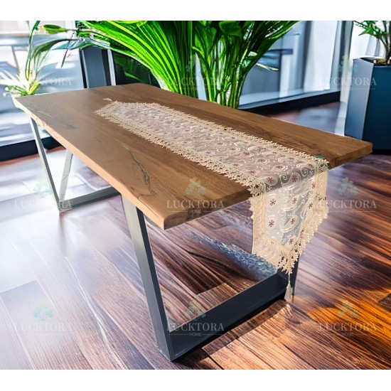 Τραβέρσα  40x180 cm Με Κέντημα  C-6 Κόκκινο