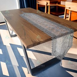 Τραβέρσα  40x180 cm Με Κέντημα  C-6 Γκρι