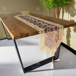 Τραβέρσα  40x180 cm Με Κέντημα  C-8 Κόκκινο