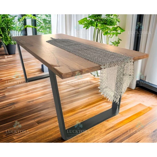 Τραβέρσα  40x180 cm Με Κέντημα C-2 Γκρι