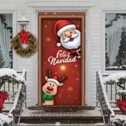Χριστουγεννιάτικο Κάλυμμα Πόρτας Σπιτιού Santa Claus 100 x210 cm Σχ-4