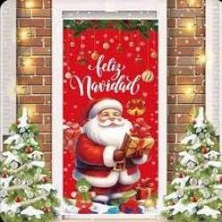 Χριστουγεννιάτικο Κάλυμμα Πόρτας Σπιτιού Santa Claus 100 x210 cm Σχ-5