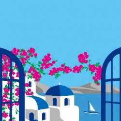Πετσέτα Θαλάσσης 75x150 cm Santorini Greece Πετσέτα Θαλάσσης 75x150 cm Santorini Greece