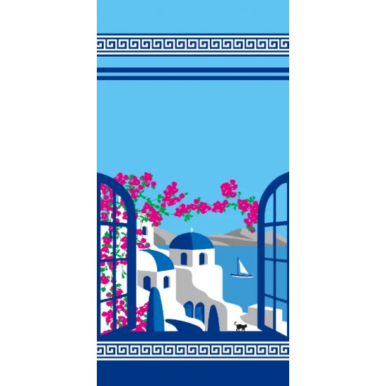 Πετσέτα Θαλάσσης 75x150 cm Santorini Greece