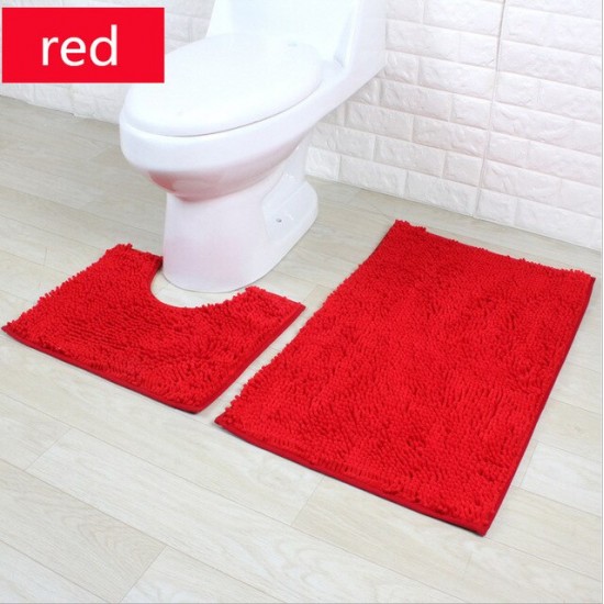 Aντιολισθητικό Σετ Πατάκια Μπάνιου Chenille 50x80cm & 50x40cm Κόκκινο Aντιολισθητικό Σετ Πατάκια Μπάνιου Chenille 50x80cm & 50x40cm Κόκκινο