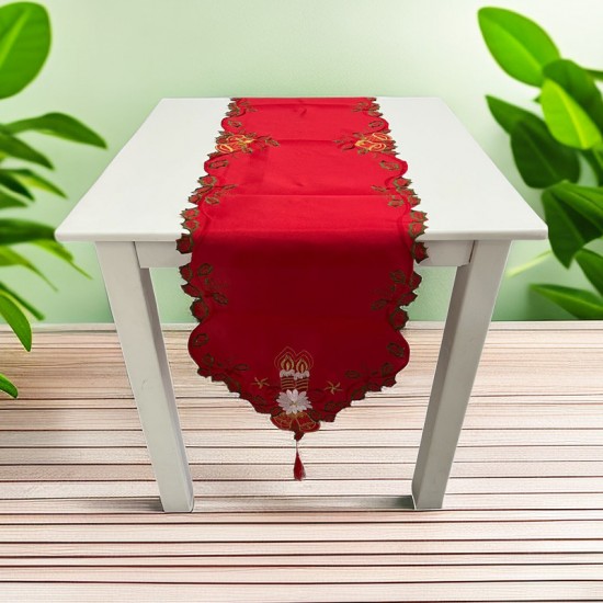 Χριστουγεννιάτικο Τραβέρσα  (40x180) cm Με Κέντημα  SD2355-Κόκκινο