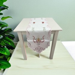 Χριστουγεννιάτικο Τραβέρσα  (40x180) cm Με Κέντημα SD2353-Λευκό