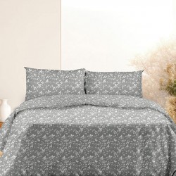 Σετ Σεντόνια Φανελένια Flannel 040 Grey Μονο (160x250)