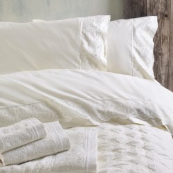 Νυφικά Σεντόνια Anika Ecru  230x260cm  Rythmos Υπέρδιπλο Με Δαντέλα