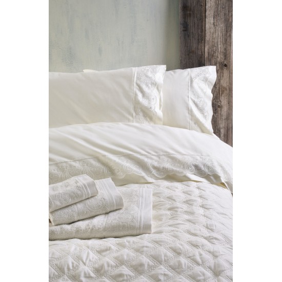 Νυφικά Σεντόνια Anika Ecru 230x260cm Rythmos Υπέρδιπλο Με Δαντέλα Νυφικά Σεντόνια Anika Ecru 230x260cm Rythmos Υπέρδιπλο Με Δαντέλα