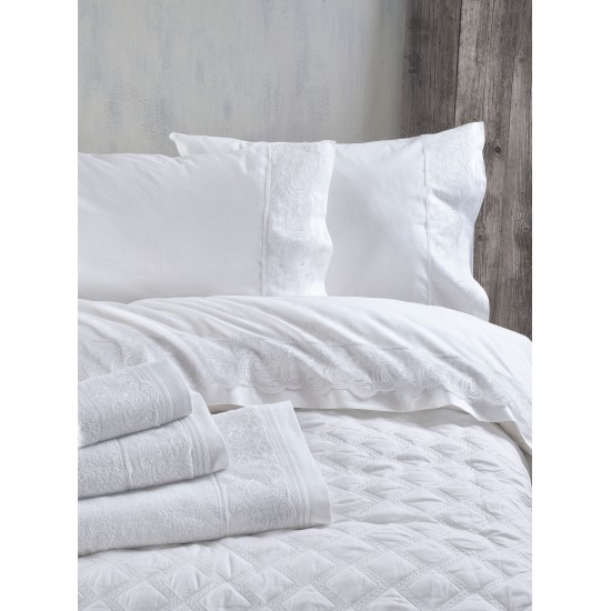 Νυφικά Σεντόνια Anika 230x260cm White Rythmos Υπέρδιπλο Με Δαντέλα Νυφικά Σεντόνια Anika 230x260cm White Rythmos Υπέρδιπλο Με Δαντέλα
