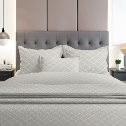 Σετ Σεντόνια Flannel 2048 Grey Διπλό με λάστιχο (150x205+30)