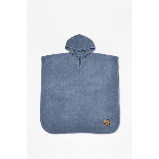 Fluffy Κεντητό Πόντσο Blue one size Fluffy Κεντητό Πόντσο Blue one size