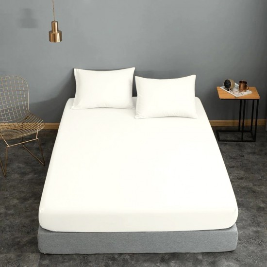 Σεντόνι ΚΟΜΒΟΣ Cotton Line Μονόχρωμο White Διπλό με λάστιχο 150x200+22 Σεντόνι ΚΟΜΒΟΣ Cotton Line Μονόχρωμο White Διπλό με λάστιχο 150x200+22