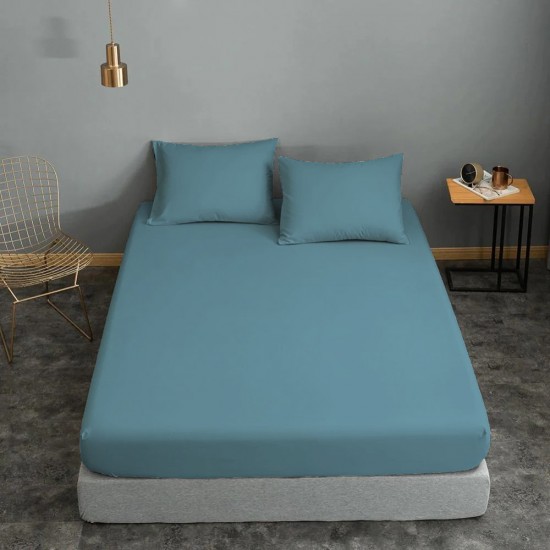 Σεντόνι ΚΟΜΒΟΣ Cotton Line Μονόχρωμο Dolphin Blue Διπλό με λάστιχο 150x200+22 Σεντόνι ΚΟΜΒΟΣ Cotton Line Μονόχρωμο Dolphin Blue Διπλό με λάστιχο 150x200+22