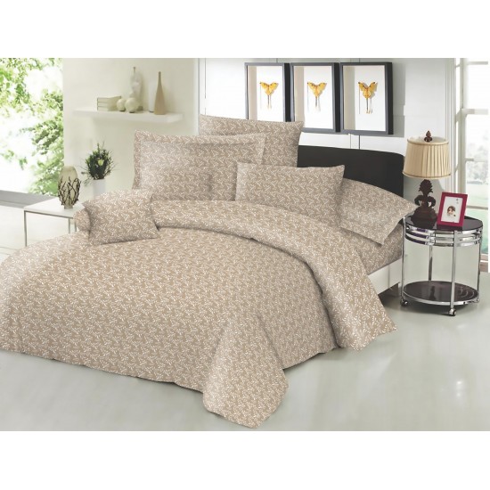 Σεντόνι ΚΟΜΒΟΣ Cotton Line NEW Printed Fern Beige Διπλό με λάστιχο 150x200+22 Σεντόνι ΚΟΜΒΟΣ Cotton Line NEW Printed Fern Beige Διπλό με λάστιχο 150x200+22