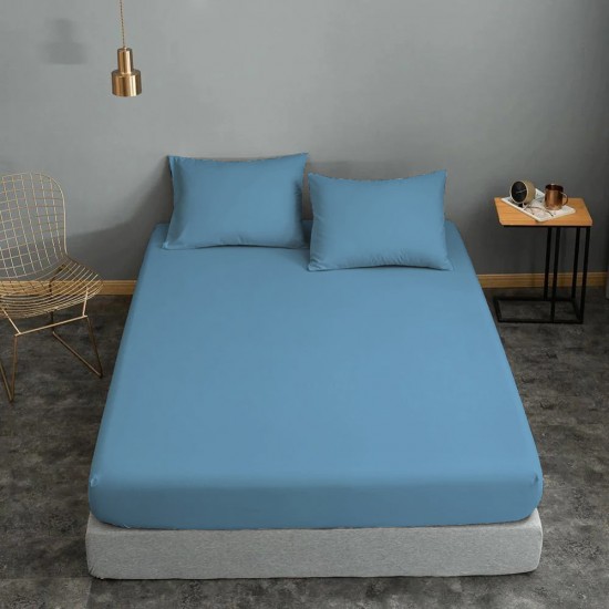 Σεντόνι ΚΟΜΒΟΣ Cotton Line Μονόχρωμο Sky Blue Υπέρδιπλο με λάστιχο 170x200+22 Σεντόνι ΚΟΜΒΟΣ Cotton Line Μονόχρωμο Sky Blue Υπέρδιπλο με λάστιχο 170x200+22