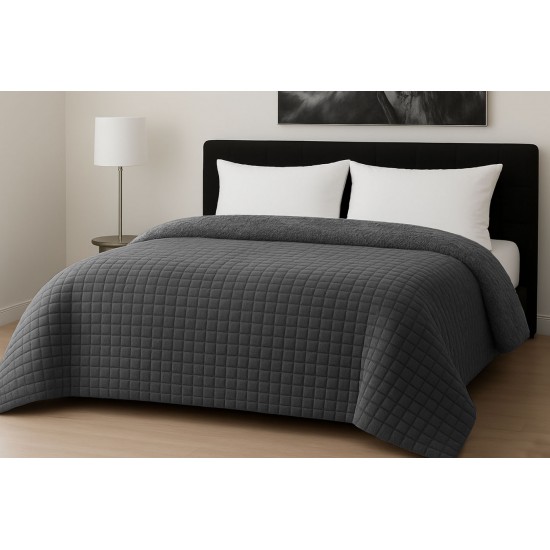 Κουβερτοπάπλωμα Le Blanc Flannel Comfort Σούπερ Υπέρδιπλο 260Χ240 700gsm RIB CUT Dark Grey Κουβερτοπάπλωμα Le Blanc Flannel Comfort Σούπερ Υπέρδιπλο 260Χ240 700gsm RIB CUT Dark Grey