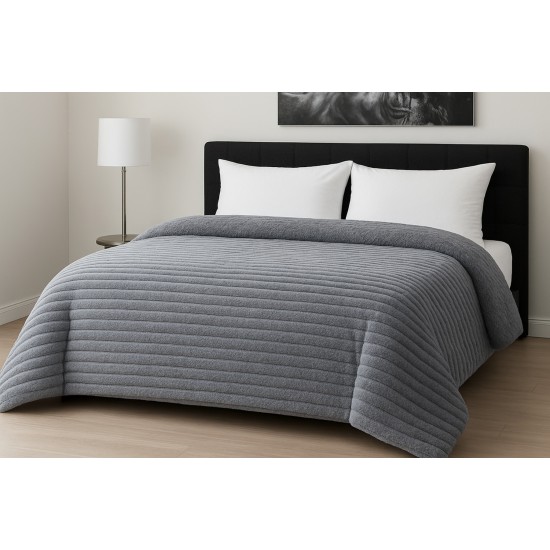 Κουβερτοπάπλωμα Le Blanc Flannel Comfort Σούπερ Υπέρδιπλο 260Χ240 700gsm RIB Light Grey