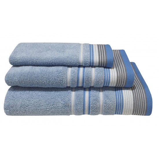 Πετσέτα ΚΟΜΒΟΣ Satin Stripe Πεννιέ 450γρ/m2 100% Cotton Χειρός Light Blue 30x50 Πετσέτα ΚΟΜΒΟΣ Satin Stripe Πεννιέ 450γρ/m2 100% Cotton Χειρός Light Blue 30x50