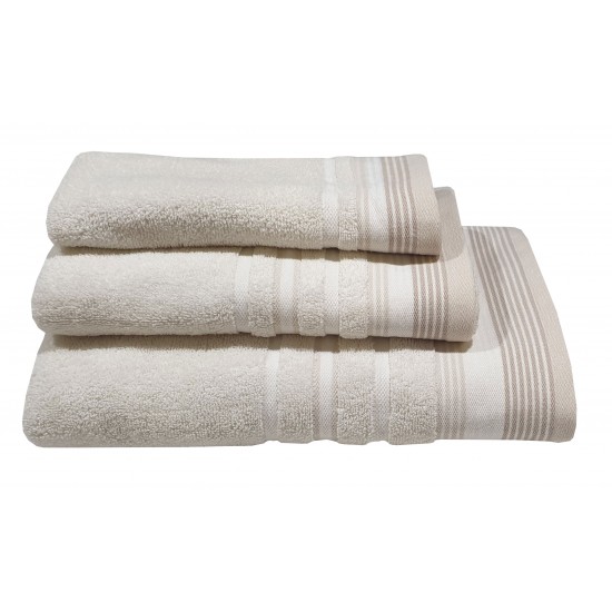 Πετσέτα ΚΟΜΒΟΣ Satin Stripe Πεννιέ 450γρ/m2 100% Cotton Χειρός Sand 30x50 Πετσέτα ΚΟΜΒΟΣ Satin Stripe Πεννιέ 450γρ/m2 100% Cotton Χειρός Sand 30x50