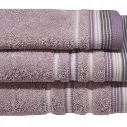 Πετσέτα ΚΟΜΒΟΣ Satin Stripe Πεννιέ 450γρ/m2 100% Cotton Χειρός Lilac 30x50