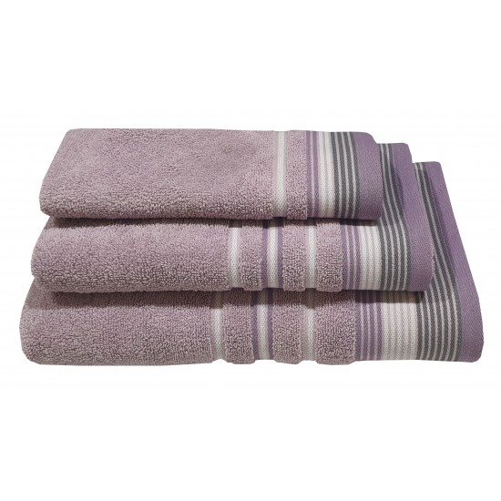 Πετσέτα ΚΟΜΒΟΣ Satin Stripe Πεννιέ 450γρ/m2 100% Cotton Χειρός Lilac 30x50 Πετσέτα ΚΟΜΒΟΣ Satin Stripe Πεννιέ 450γρ/m2 100% Cotton Χειρός Lilac 30x50