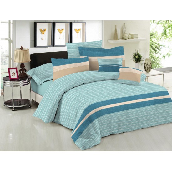 Σετ Κουβερλί Le Blanc Premium Cotton 100% Brooklyn Aqua Μονό 160x240 Σετ Κουβερλί Le Blanc Premium Cotton 100% Brooklyn Aqua Μονό 160x240