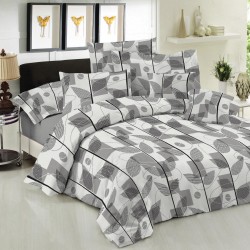 Σετ Κουβερλί Le Blanc Premium Cotton 100% Leaves Grey Μονό 160x240 Σετ Κουβερλί Le Blanc Premium Cotton 100% Leaves Grey Μονό 160x240