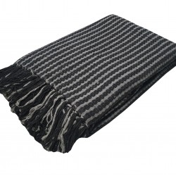 Ριχτάρι Υφαντό ΚΟΜΒΟΣ Βαμβακερό Ινδίας 1Θ Black - Light Grey 180x180 Ριχτάρι Υφαντό ΚΟΜΒΟΣ Βαμβακερό Ινδίας 1Θ Black - Light Grey 180x180