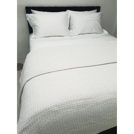 Κουβέρτα Υφαντή ΚΟΜΒΟΣ Βαμβακερή Ινδίας White - White Μονή 170x250 Κουβέρτα Υφαντή ΚΟΜΒΟΣ Βαμβακερή Ινδίας White - White Μονή 170x250