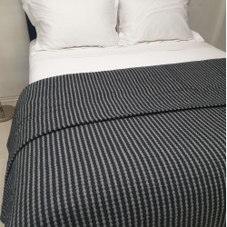 Κουβέρτα Υφαντή ΚΟΜΒΟΣ Βαμβακερή Ινδίας Black - Light Grey Υπέρδιπλη 240x250