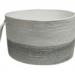 Καλάθι Πλεκτό ΚΟΜΒΟΣ 100% Βαμβάκι White - Grey 25x25x40