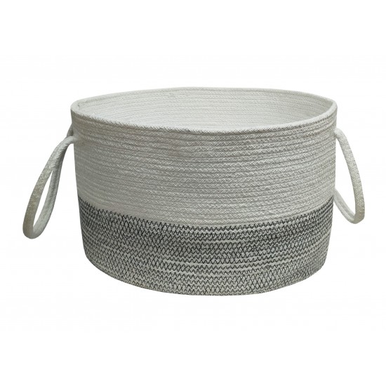 Καλάθι Πλεκτό ΚΟΜΒΟΣ 100% Βαμβάκι White - Grey 25x25x40 Καλάθι Πλεκτό ΚΟΜΒΟΣ 100% Βαμβάκι White - Grey 25x25x40