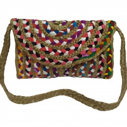 Τσάντα Θαλάσσης ΚΟΜΒΟΣ 50% Γιούτα - 50% Βαμβάκι Multicolor 25x35 - Design 3