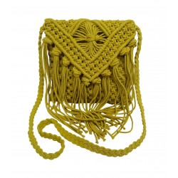 Τσάντα Macrame ΚΟΜΒΟΣ 100% Βαμβάκι Yellow 25x20 Τσάντα Macrame ΚΟΜΒΟΣ 100% Βαμβάκι Yellow 25x20
