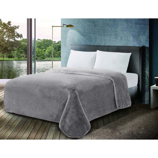 Κουβέρτα Βελουτέ 600gr Μονή 160x220 Frost Grey