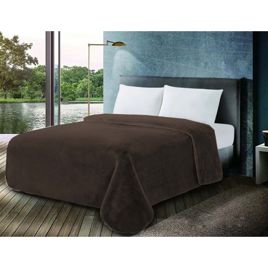Κουβέρτα ΚΟΜΒΟΣ Βελουτέ 600gr Υπέρδιπλη 220x240 Coffee Quartz